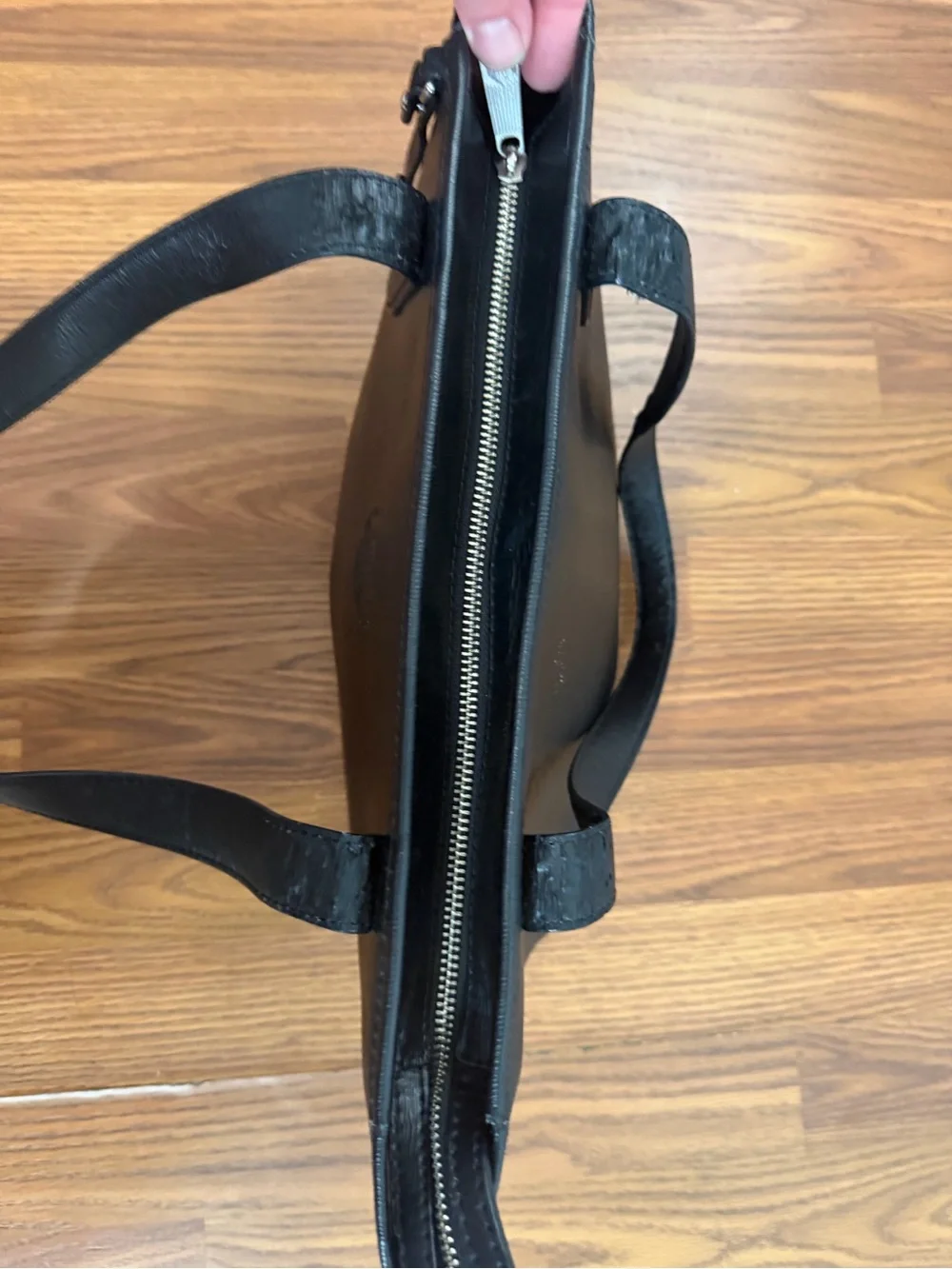 Ralph Lauren Newbury Tote black pebbled leather.